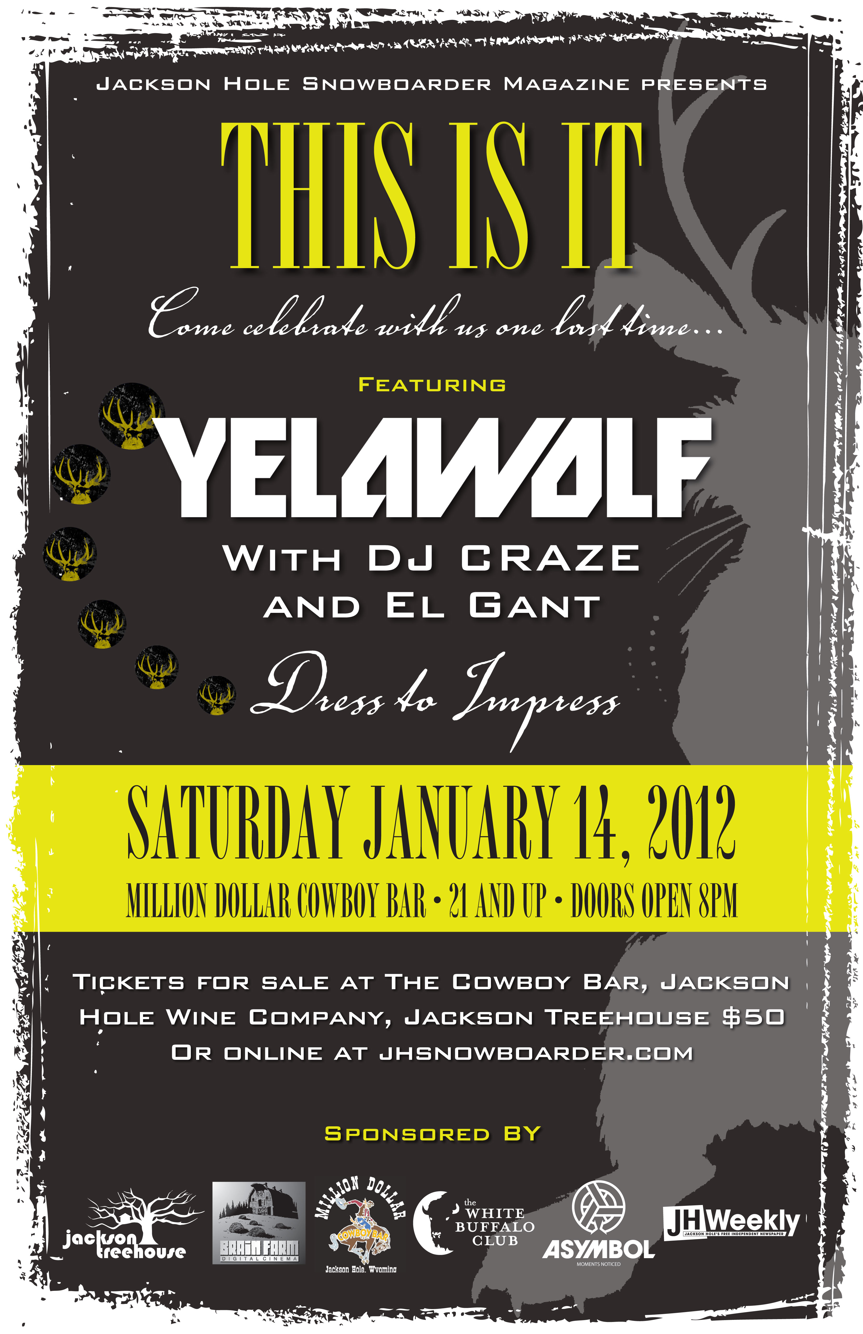 Jackson Hole Snowboarder Party Flyer