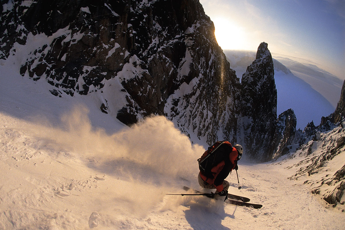 Skiing Polar Star Couloir