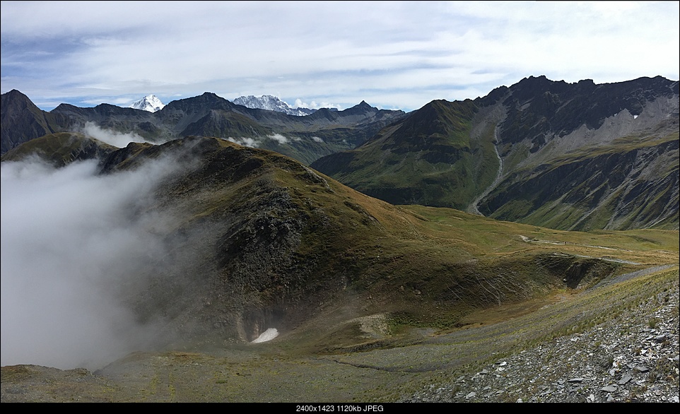 Click image for larger version. 

Name:	70 Descent from the col, Matterhorn left, Monte Rosa right.jpg 
Views:	68 
Size:	1.09 MB 
ID:	289023