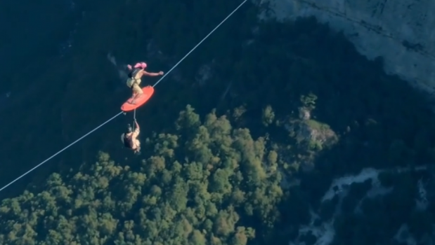 Frenchies Combine Surfing Zip Line Base Jumping Teton Gravity Research