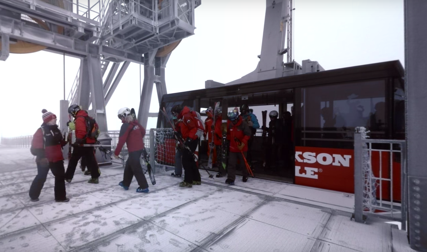 Ride the Tram at Jackson Hole & Ski Corbet's Couloir in 360 VR thumbnail